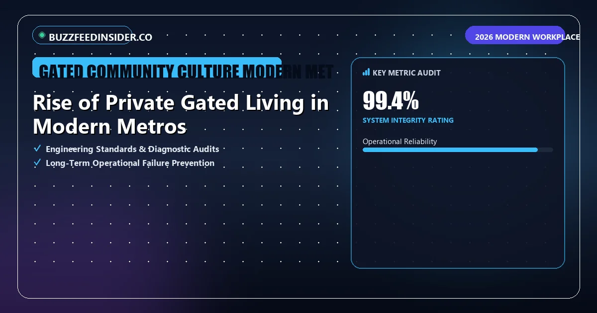 Analytical HUD metric overview assessing key evaluation parameters for gated community culture modern metros.